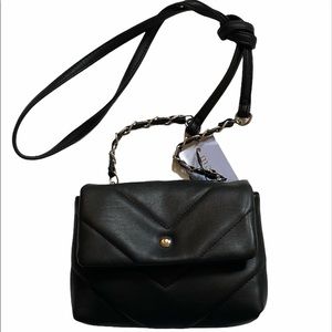 Madden Girl crossbody bag quilted black faux leather NWT